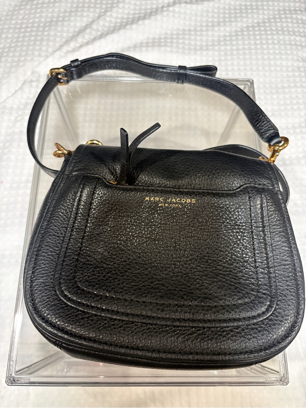 Marc Jacobs Black Pebbled Leather Crossbody with Gold Hardware